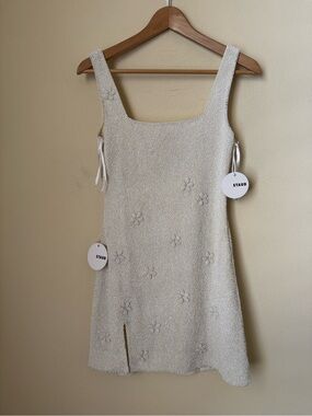 Staud New Le Sable Ivory Cream Mini Dress Small